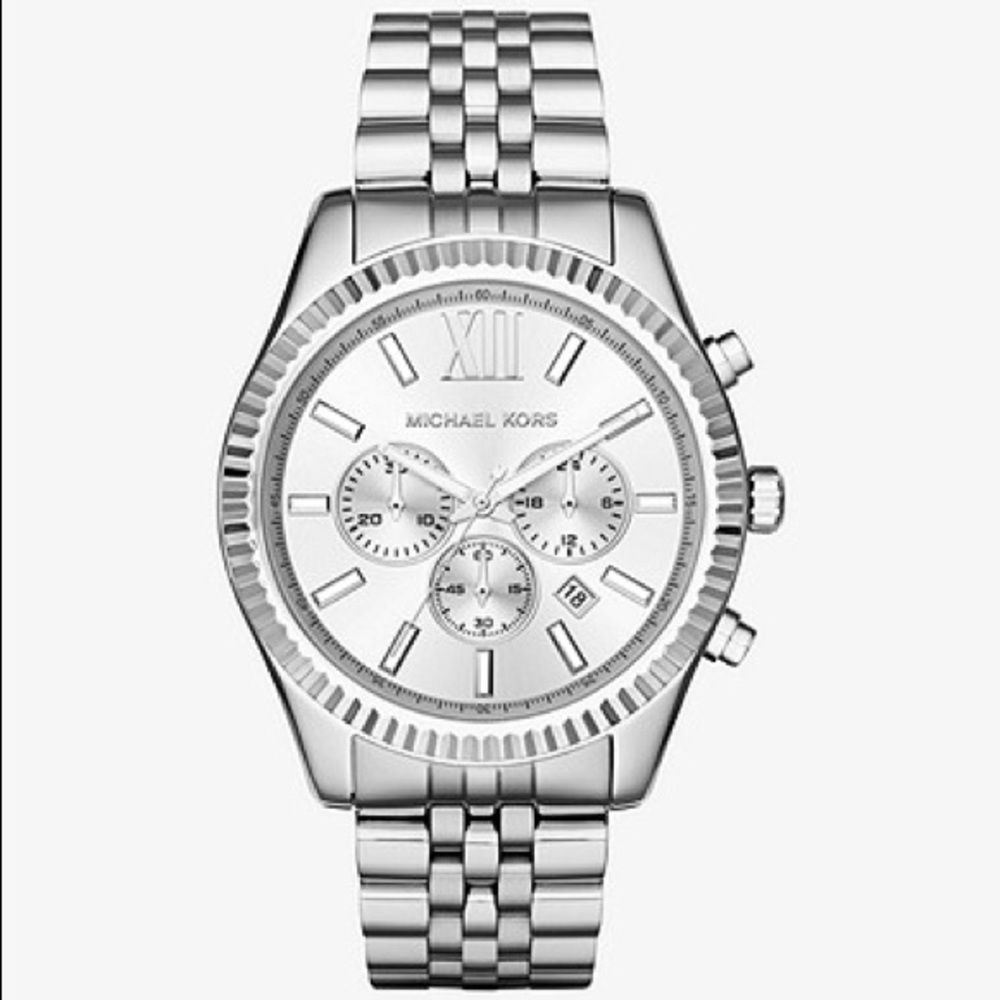 Michael Kors Oversized Lexington Silver Watch